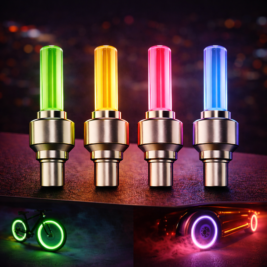 Universal LED Wheel Valve Lights – Bike & Cycle Safety Glow (4 Colours, 8 Pcs)